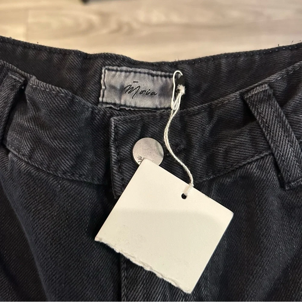 NWT Moia curved dyed denim black wide leg pant size S - Picture 7 of 16